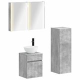 vidaXL Badkamermeubel Set 4 stuks Betongrijs Bewerkt hout en glas