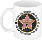 Bellatio Decorations Cadeau koffiemok voor de beste trainer - walk of fame - keramiek - 300 ml