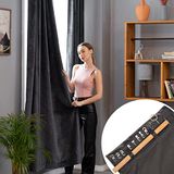 MARAPON® Gordijnen van fluweel, grijs, met multifunctionele band, ondoorzichtig, verduisteringsgordijnen voor bescherming tegen hitte, voor woonkamer, schuifgordijnen, isolerend, 2 stuks