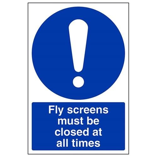 V Safety VSafety Fly Screens moeten altijd gesloten worden - 200mm x 300mm - Zelfklevende Vinyl
