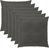 vidaXL - Taie d'oreiller - 6 pièces - HEERLEN - Gris foncé - 55 x 55 cm - Velours