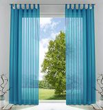 Gardinenbox Set van 2 gordijnen, transparant, vitrage met loodbandsluiting, 100% polyester, turquoise, H x B 245 x 140 cm