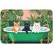 OnlyWow Tapis de bain - Katzenparade - Coloré, hauteur 10 mm, Polyester, Rectangulaire, Tapis de bain, Tapis de bain, Antidérapant, Tapis de bain, Lavable