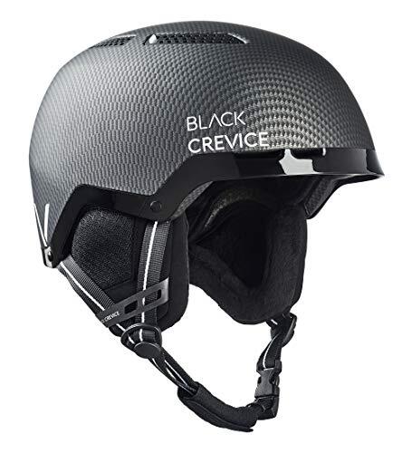 Black Crevice Unisex - volwassenen skihelm Chamonix, mat zwart carbon/wit, S (51-54 cm)