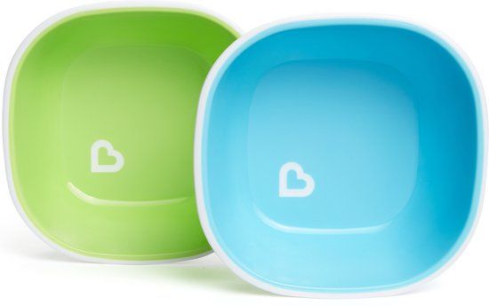Munchkin Splash Anti-Slip Kommetjes - 2 Stuks - Blauw/Groen
