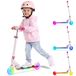 LUMI RIDE Trottinette pour enfants 2 roues, Trottinette pour enfants à partir de 3 ans, LED - 7 couleurs, 20 programmes - 3 niveaux de réglage du guidon, frein au pied, poignées amovibles (Blanc)