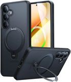 Torras Upro Ostand Spin Hoesje Geschikt voor Samsung Galaxy S25 Plus - Zwart
