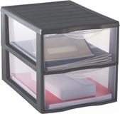 Merkloos Opbergtoren A4-formaat 2 laden met ergonomisch handvat-openingsstopsysteem, polypropyleen, zilver