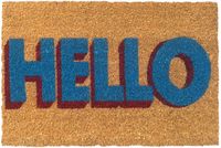 Merkloos Relaxdays Deurmat Kokos - Hello - 60 x 40 cm - Antislip - Blauw-Rood