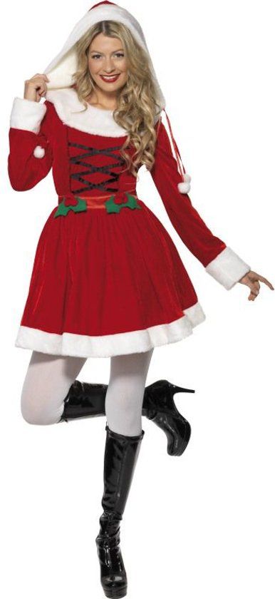Smiffys Miss Santa kostuum maat 40-42 - Kerstvrouw jurkje