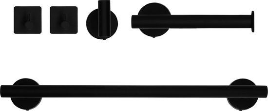 QUVIO Badkamer accessoires - Set van 5 - RVS - Zwart