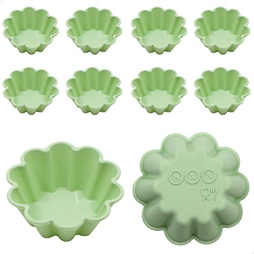 lemgyiamz Taartjesvorm - taartvorm bakvormpjes siliconen taartvormen tartelette vormpjes bakvormen set, voor mini-cakes, mini-taart en mini-quiche kleine keukenjes 10 stuks (groen)
