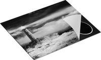 Chefcare Inductie Beschermer Vuurtoren op een Storm Zee - Zwart Wit - 65x52 cm
