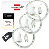Brennenstuhl Set van 3 hoogwaardige kunststof verlengkabels met stekker en aardingsaansluiting (verlenging voor binnen met 2 m kabel) wit