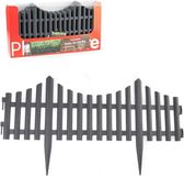 PLASTICFORTE 4x pièces bordure de jardin flexible/bordure de jardin/clôture de bordure de 60 cm gris foncé - 33 cm de haut avec piquets