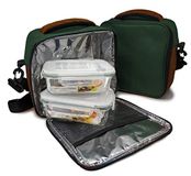 NERTHUS Lunchtas groen + luchtdicht, robuuste stof, 2 glazen stoppers, met 2 tupper-glas