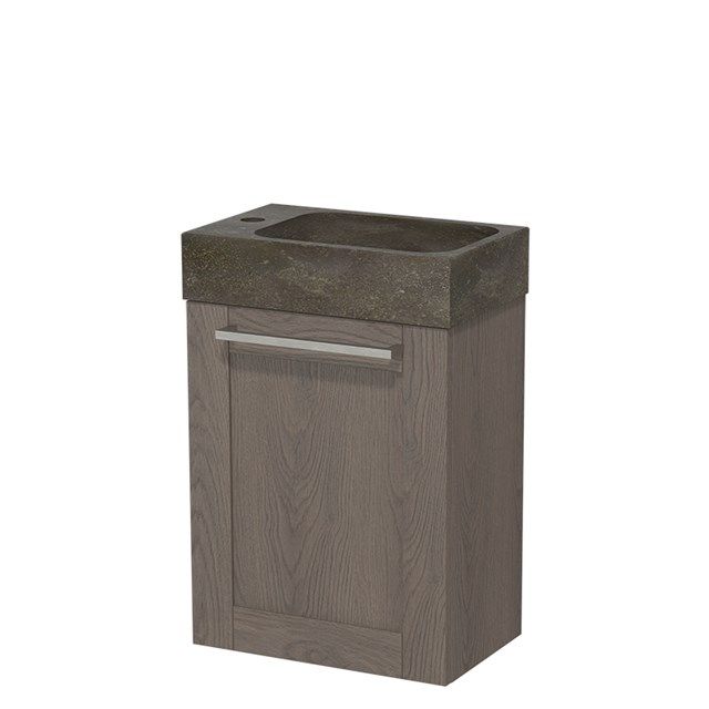 Maxaro Toiletmeubel met Wastafel Natuursteen Modulo Donkerbruin Eiken 40 cm