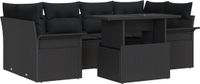vidaXL Tuinbank - Set - 7 - st - Zwart - poly - rattan