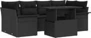 vidaXL Banc de jardin - Set - 7 - pce - Noir - poly - rotin