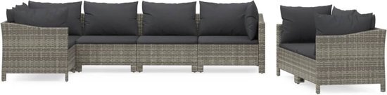 vidaXL 7-delige Loungeset met kussens poly rattan grijs