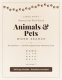 Large Memory Lane Word Search Book 7: Large Print Animals & Pets Word Search for Seniors with Dementia