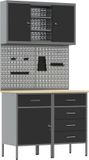 vidaXL Werkkast Set met Lade met Plank met Opslag met Slot Zwart