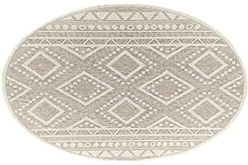 the carpet Calgary - Robuust outdoor tapijt, modern design, weerbestendig en uv-bestendig, beige-ruit, 120 x 120 cm