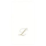 Caspari Signature Gold Initial L Papier Linnen Gastendoeken, Witte Parel, Pack van 24