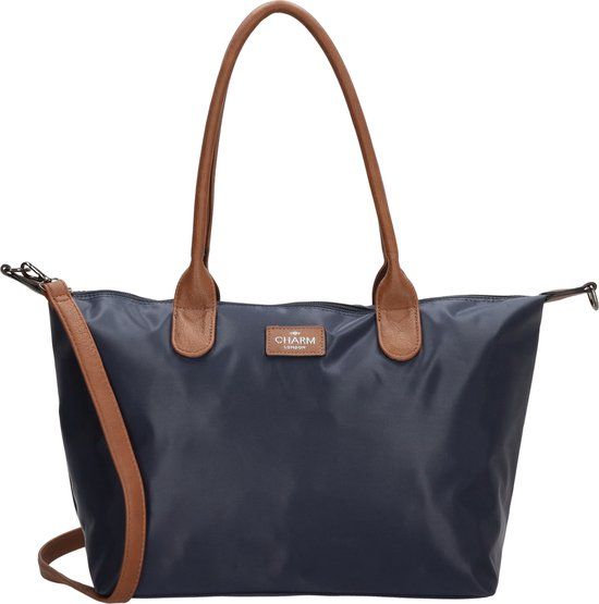 Charm London Buckingham Hand & Schoudertas Shopper - Kunstleer - Vegan Leer - Tote Bag - Blauw