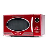 Nostalgia Retro aanrecht magnetron – groot 800 watt – 25,4 l – 12 vooraf ingestelde kookinstellingen – digitale klok – keukenapparatuur – rood