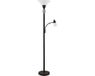 Lucande - vloerlamp - 2lichts - Metaal, glas - H: 180 cm - E27 - roestbruin, wit albast