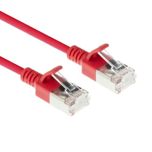 ACT Rode 0,25 meter LSZH S/FTP CAT6A Slimline patchkabel snagless met RJ45-stekkers DB7552