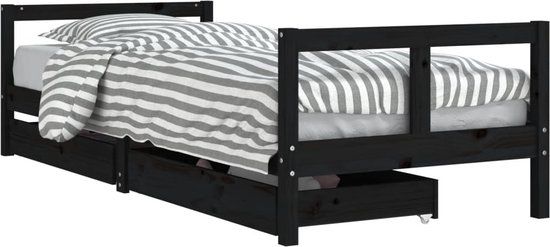 vidaXL Kinderbedframe - 80x200 cm - massief grenenhout - zwart
