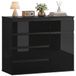 HOMCOM Commode 5 Tiroirs avec Porte à Fermeture Douce 100x40x80 cm Noir