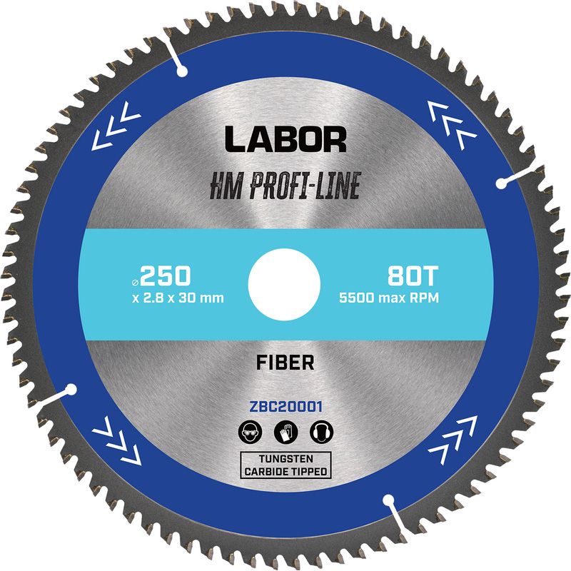 Labor HM cirkelzaagblad glasvezel 250x30x2,8mm 80T