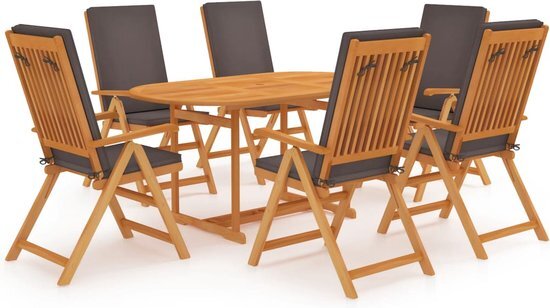 The Living Store Tuinset - Teakhout - 150x90x75 cm - Verstelbare rugleuning - Inklapbare stoelen