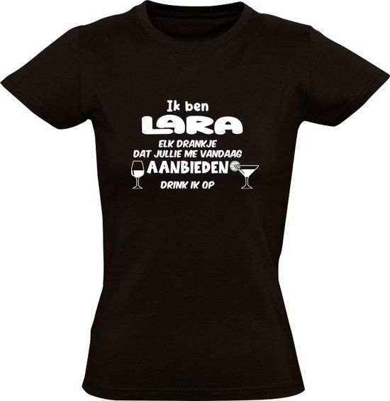 Sol's Ik ben Lara Dames T-shirt - Zwart - 4XL