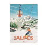 Coucke Theedoek van bedrukt katoen, Wim Les Alpes, 50 x 75 cm