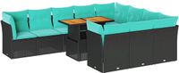 vidaXL 11-delige Loungeset met kussens poly rattan zwart