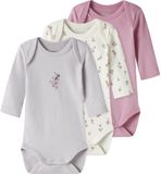NAME IT NBFBODY 3P LS FLOWER NOOS Baby Bodies Vrouwen Jet Stream Gebloemd Lange mouw 3 stuk(s)