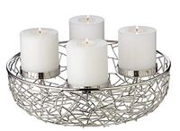 EDZARD Adventskrans Milano, roestvrij staal, vernikkeld, zilverkleurig, voor kaarsen met een diameter van 8 cm