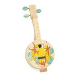 Janod - Banjo en bois - Instrument de musique pour enfants - 3 cordes de rechange incluses - Jouet d'imitation et musical - Banjo guitare pour enfants - Dès 3 ans - J07661