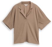 Tom Tailor - T-shirt coupe ample avec col revers - Taille XS - gris taupe