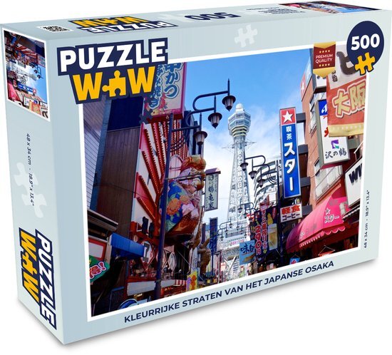 MuchoWow Puzzel Kleurrijke straten van het Japanse Osaka - Legpuzzel - Puzzel 500 stukjes