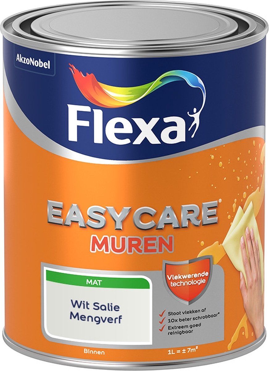 FLEXA Easycare Muurverf - Mat - Wit Salie - 1 liter