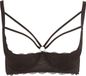 Cottelli Plus Size – Kanten Riem Top Beha met Licht Gevoerde Open Cups en Stijlvolle Buste Ring – Maat 85D – Zwart
