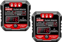 Merkloos / Sans marque Wan GmbH 2 stuks stekkertester met RCD-test en LCD-voltage-display