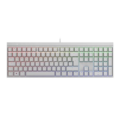 CHERRY MX 2.0S, Mechanisch Gaming-Toetsenbord met RGB-Verlichting, Duitse Indeling (QWERTZ), Bedraad, Ontworpen in Duitsland, MX2A RED-Schakelaars, Wit