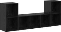 vidaXL Meuble TV, 3 pièces, Bois traité Noir