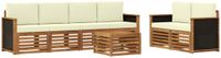 vidaXL - Bank loungeset - 6 zitplekken - Natuurlijk en crème - Massief acacia hout